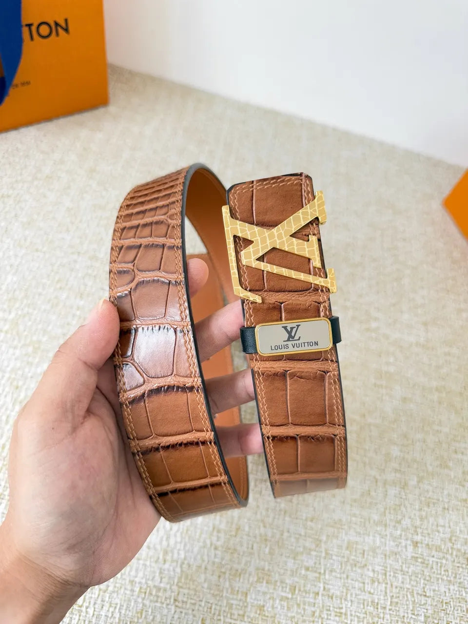 Brown Alligator Leather Belt