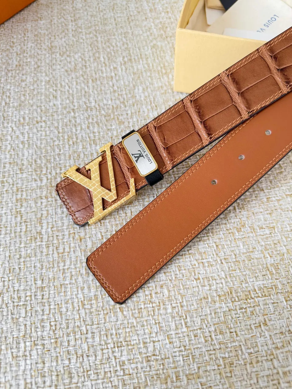Brown Alligator Leather Belt - Hình 5