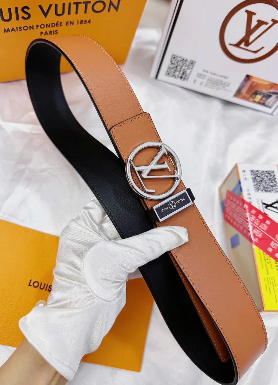 Louis Vuitton Caramel Leather Belt gold - Hình 6