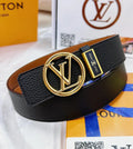 Louis Vuitton Black Leather Belt - Gold Circle Buckle