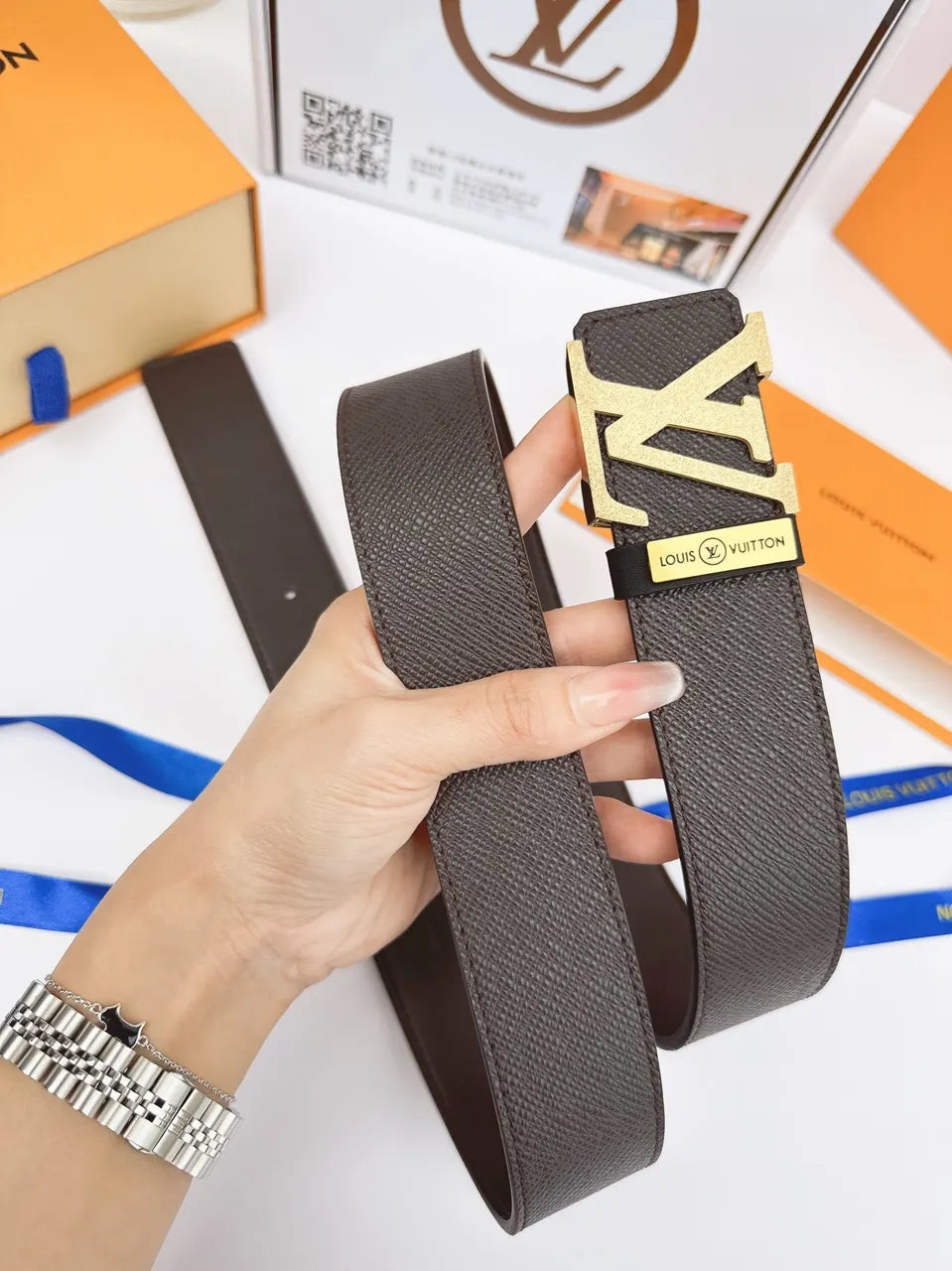 Chocolate Taurillon Leather Belt
