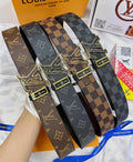 gold lv Louis Vuitton Damier Azur Belt