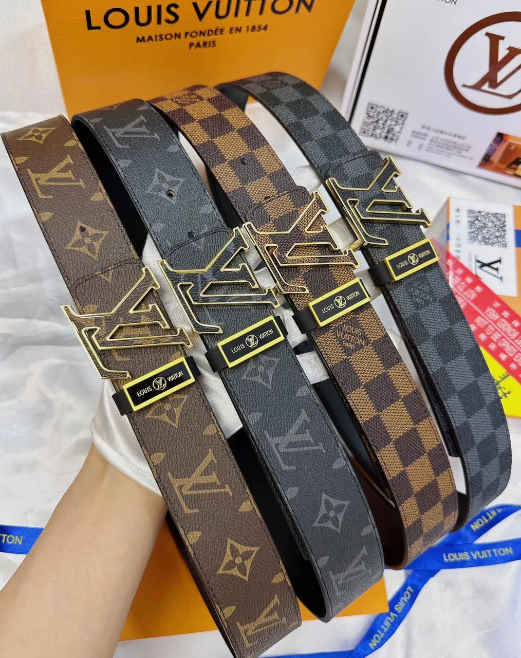 gold Louis Vuitton Black Monogram Belt - Hình 8