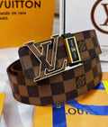 Damier Ebene Gold Buckle Belt
