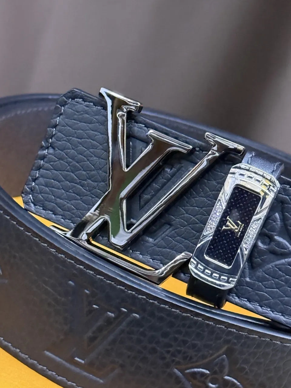 Louis Vuitton Black Taurillon Leather Belt 0034 - Hình 2