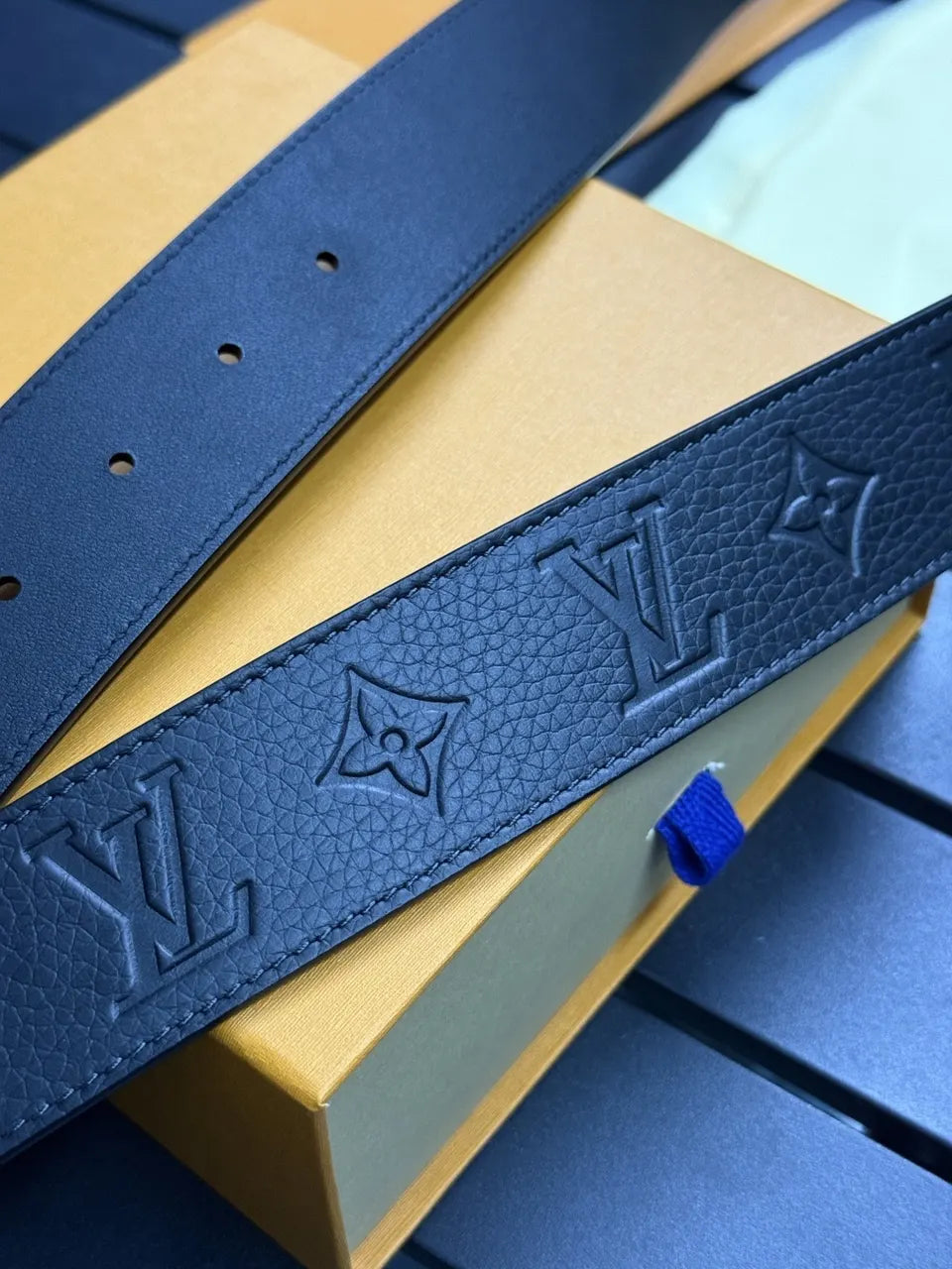 Louis Vuitton Black Taurillon Leather Belt 0034 - Hình 6