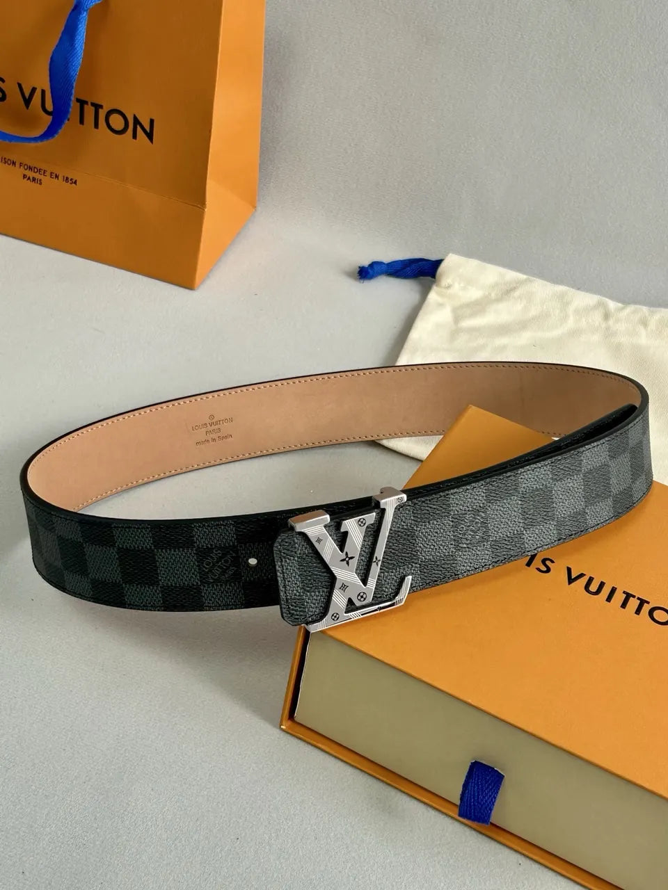 Damier Infini Silver LV Belt - Hình 5