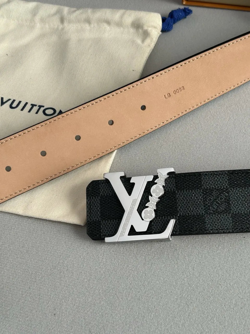 Damier Infini Silver Flower Belt