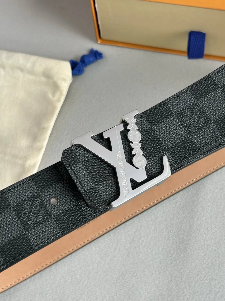 Damier Infini Silver Flower Belt - Hình 3