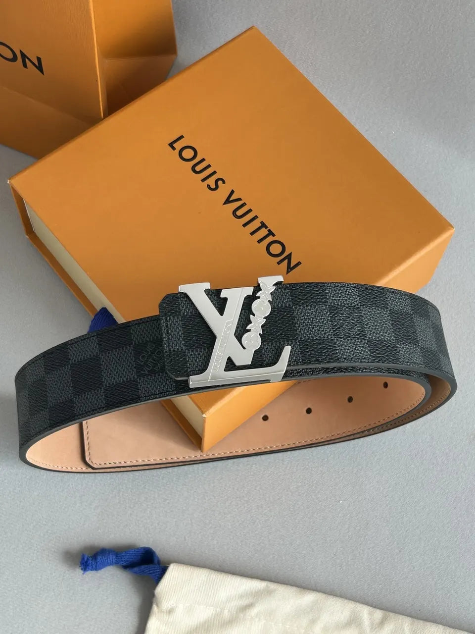 Damier Infini Silver Flower Belt - Hình 6