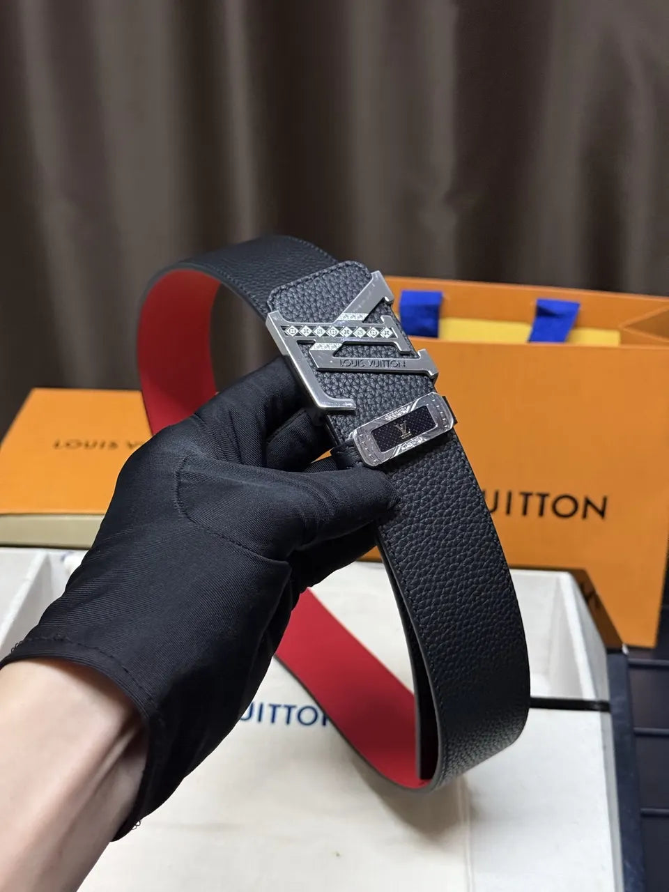 Crystal LV Buckle Belt - Hình 4