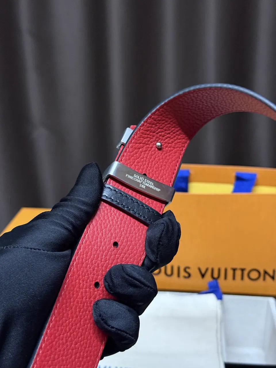 Crystal LV Buckle Belt - Hình 7