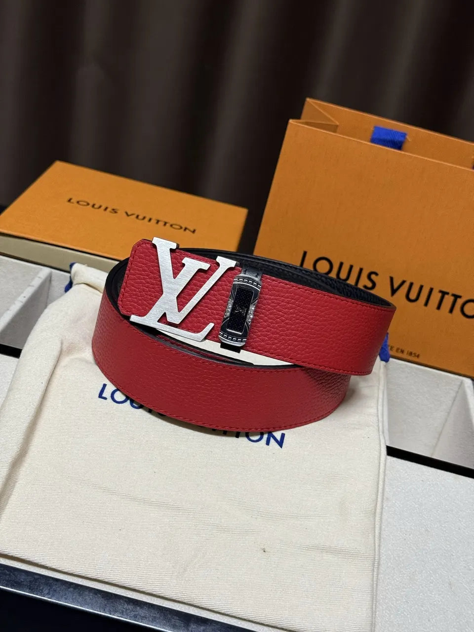 Louis Vuitton Red Leather Belt