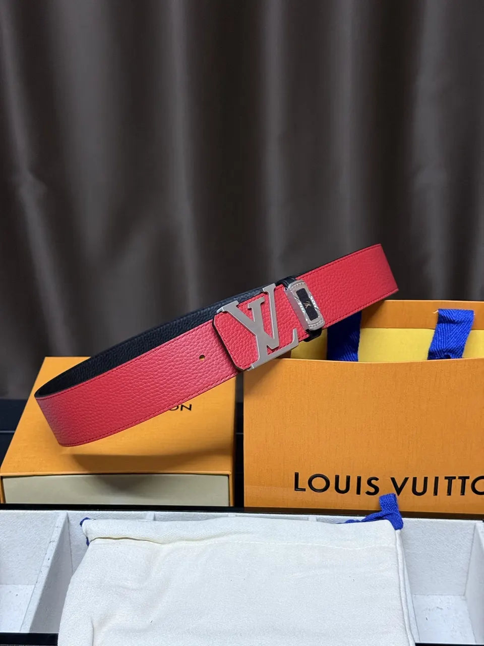 Louis Vuitton Red Leather Belt - Hình 7