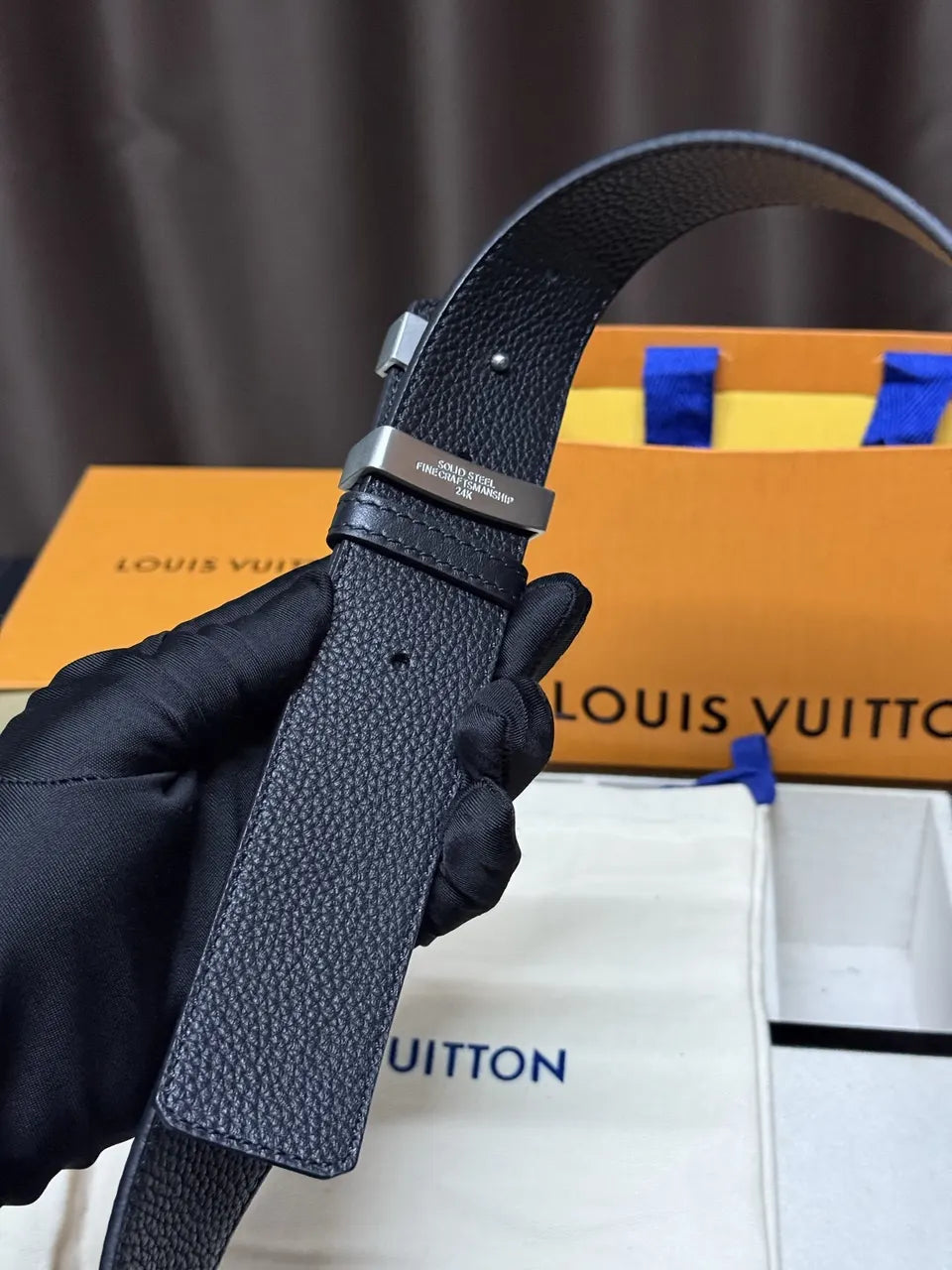 Louis Vuitton Red Leather Belt - Hình 9