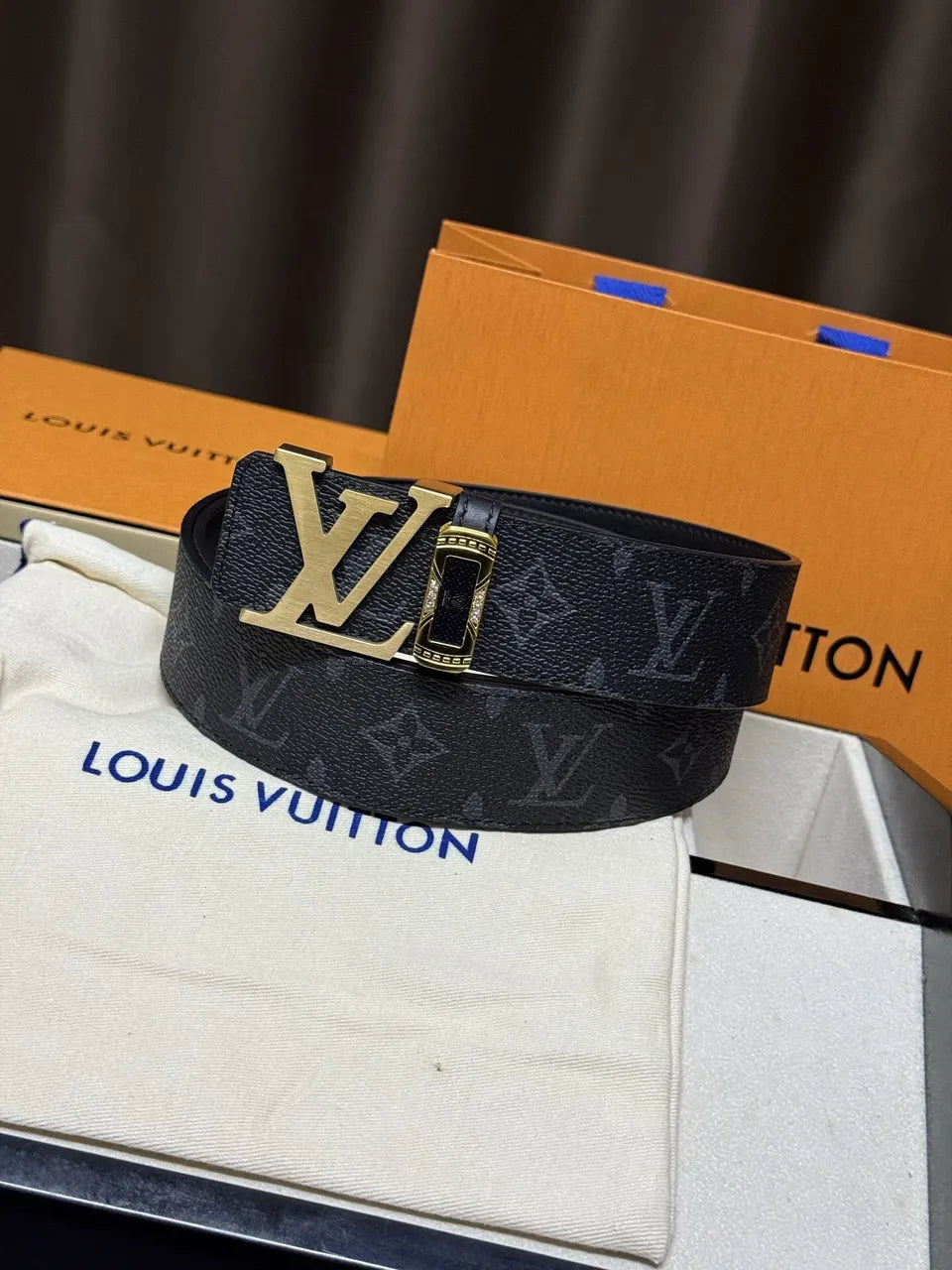 shadow Louis Vuitton Black Monogram Belt