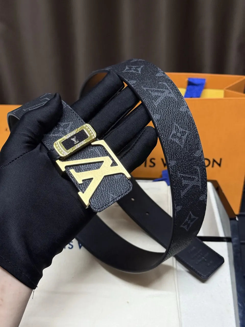 shadow Louis Vuitton Black Monogram Belt - Hình 5