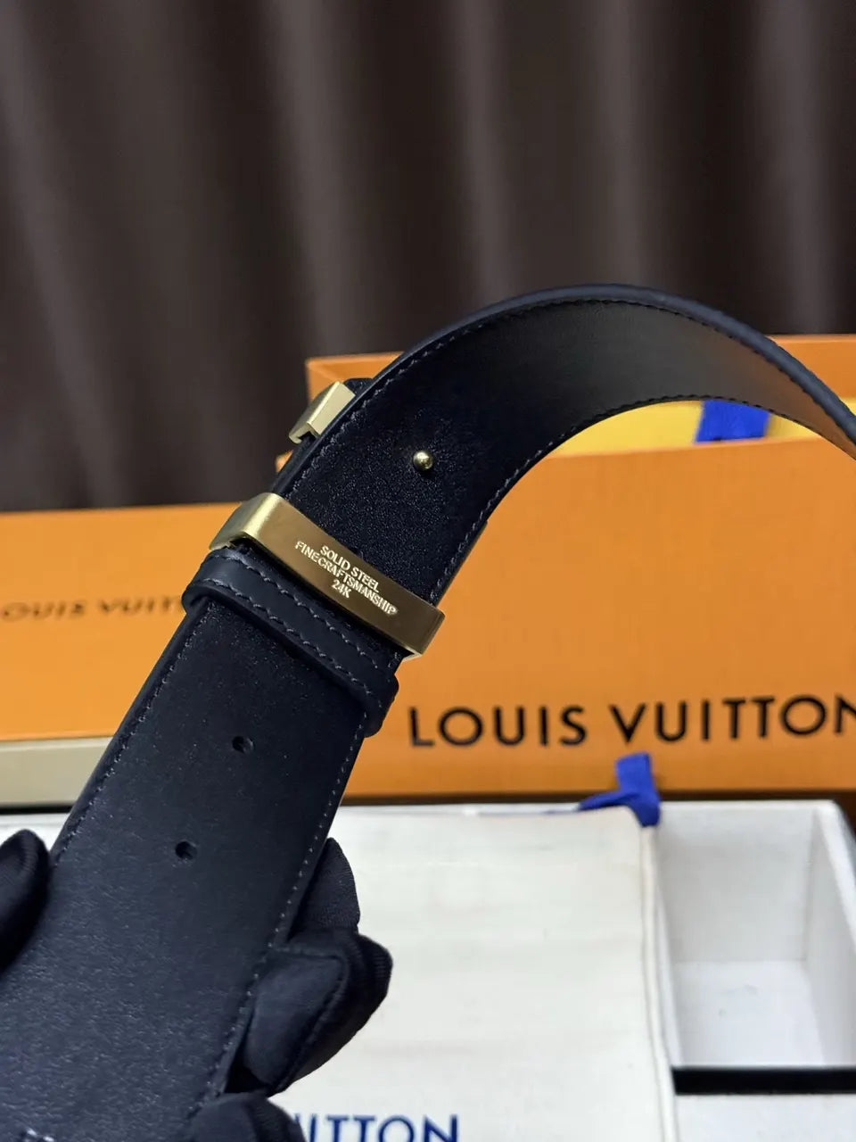 shadow Louis Vuitton Black Monogram Belt - Hình 9
