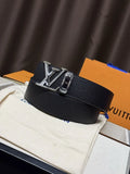 LV Black Leather Diamante Belt