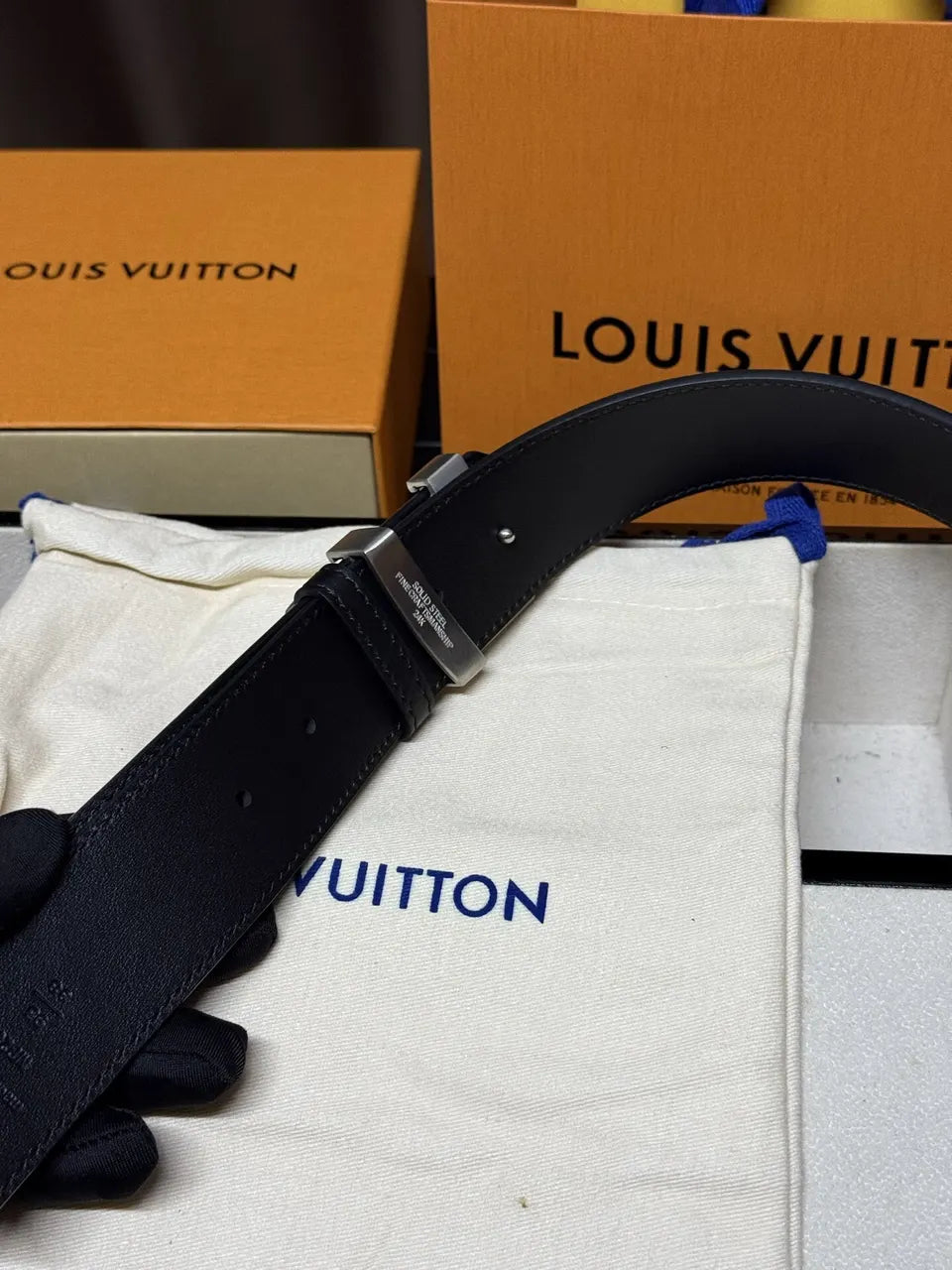 Black Monogram Galaxy Belt - Hình 8