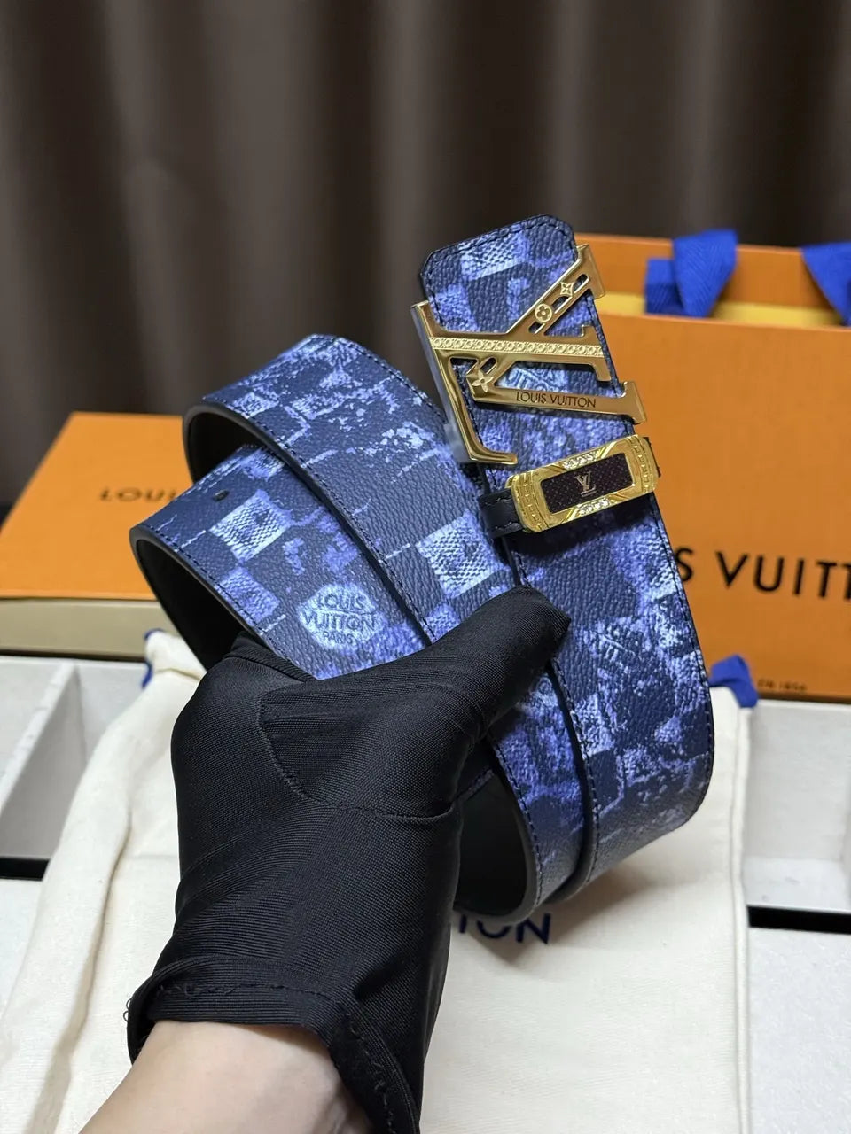 Indigo Patchwork Louis Vuitton Belt - Hình 3