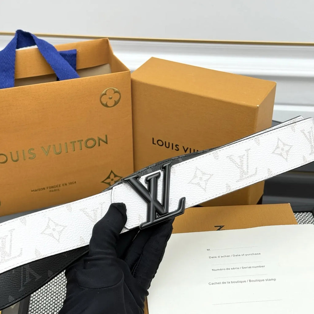 Louis Vuitton White Monogram Shadow Belt - Hình 5