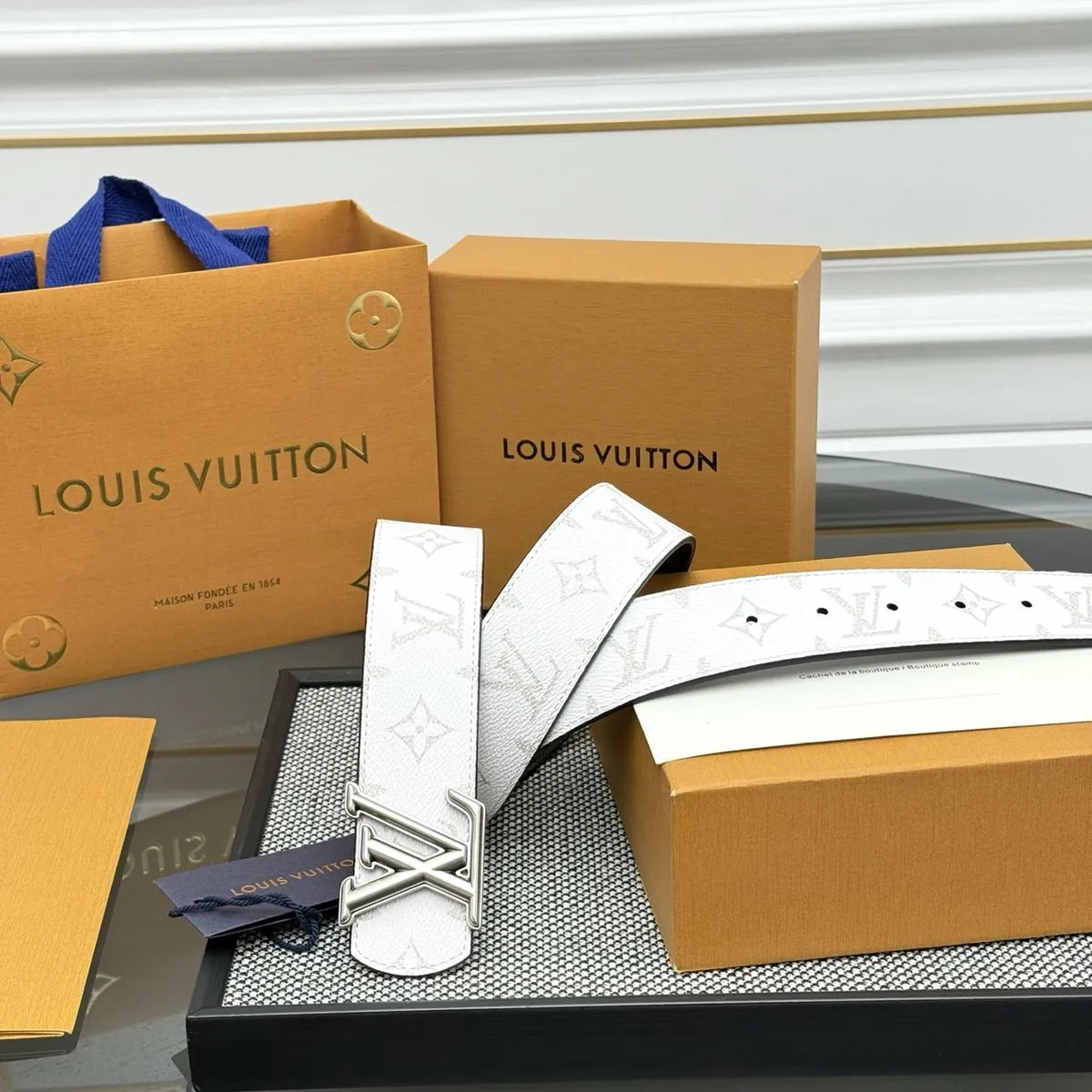 White Monogram Shadow Belt - Hình 2