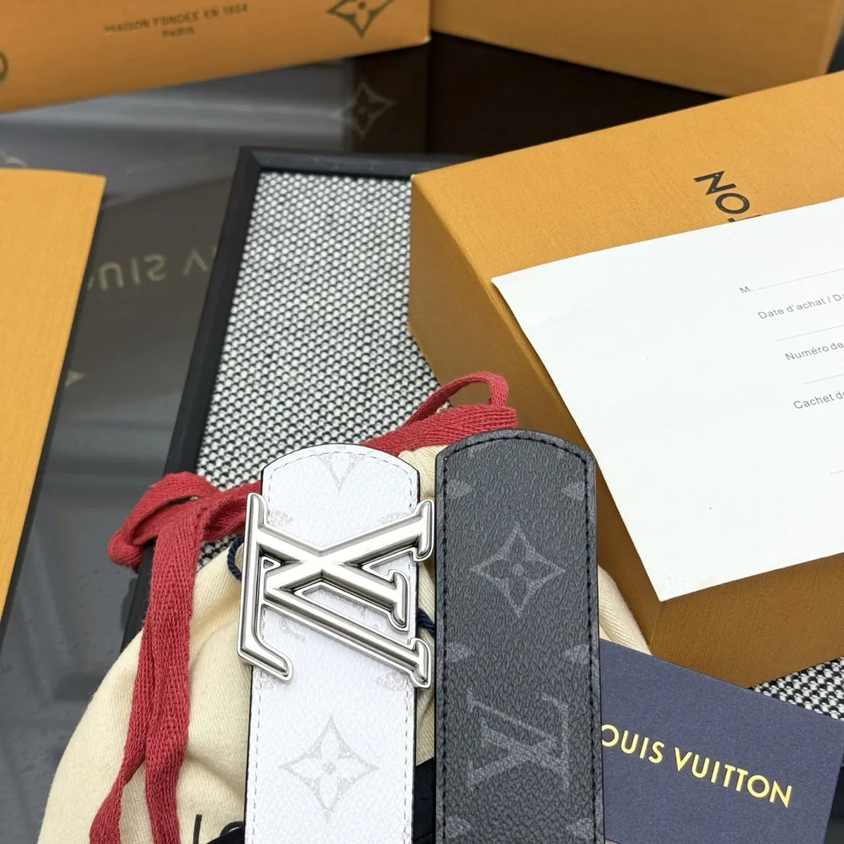 White Monogram Shadow Belt - Hình 6
