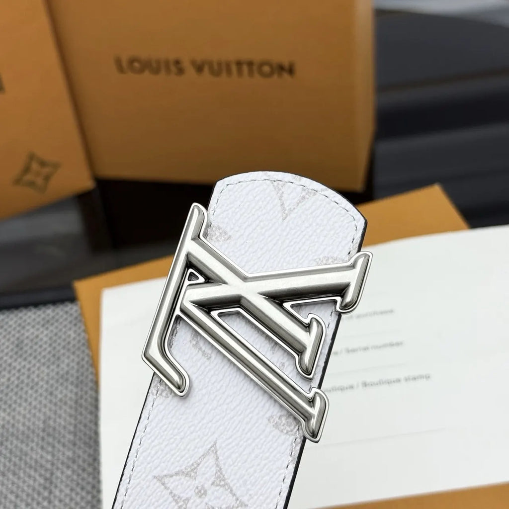 White Monogram Shadow Belt - Hình 8