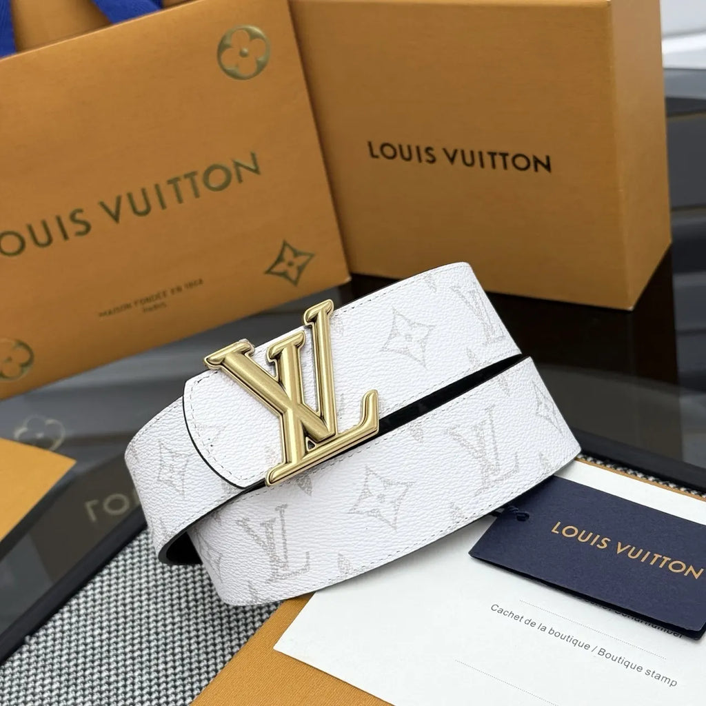 White Monogram Embossed Belt