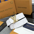 White Monogram Embossed Belt