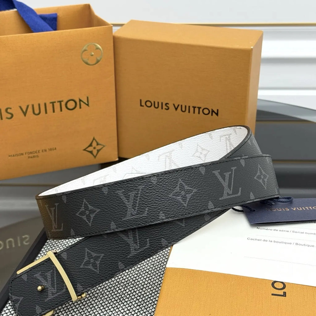 White Monogram Embossed Belt - Hình 3