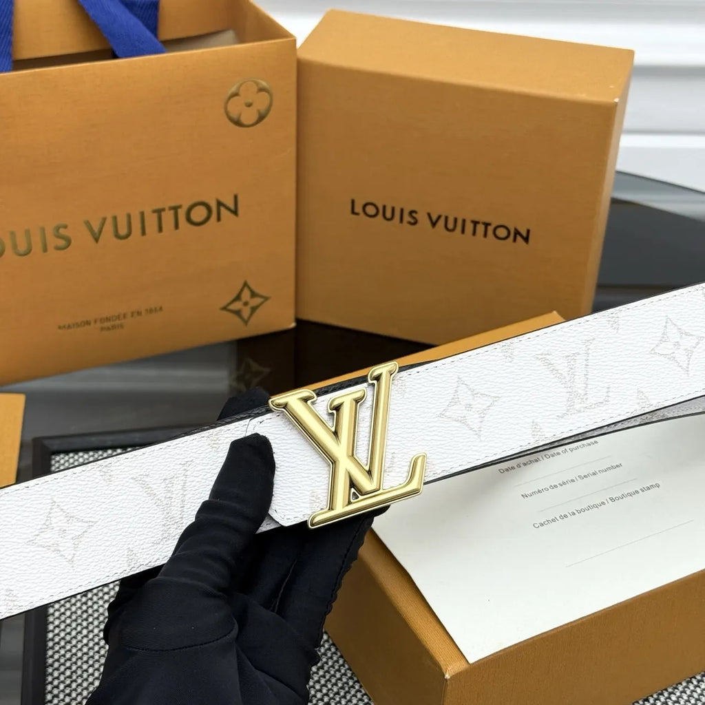 White Monogram Embossed Belt - Hình 4