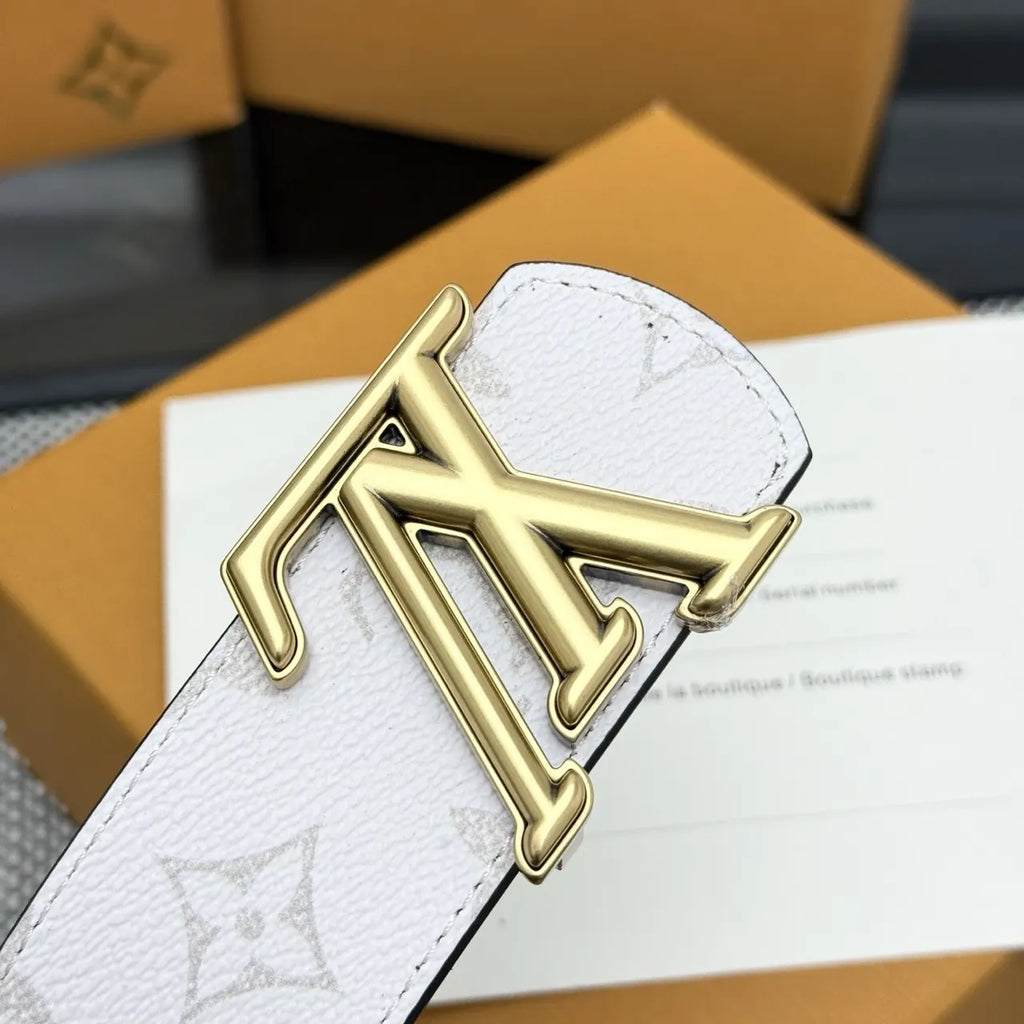 White Monogram Embossed Belt - Hình 8
