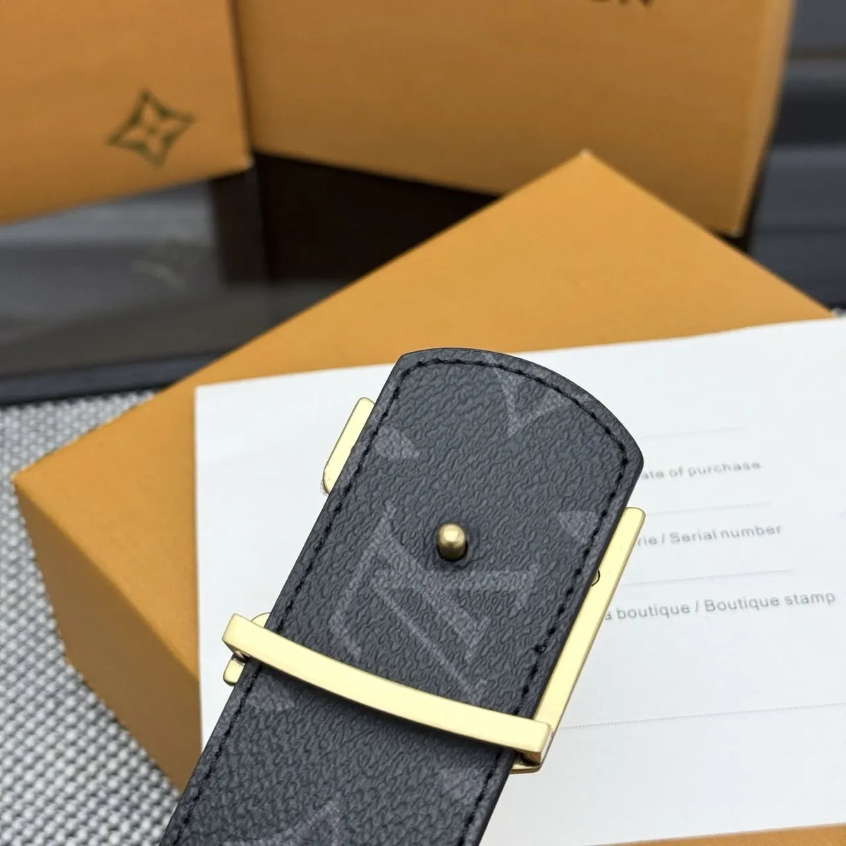 White Monogram Embossed Belt - Hình 9