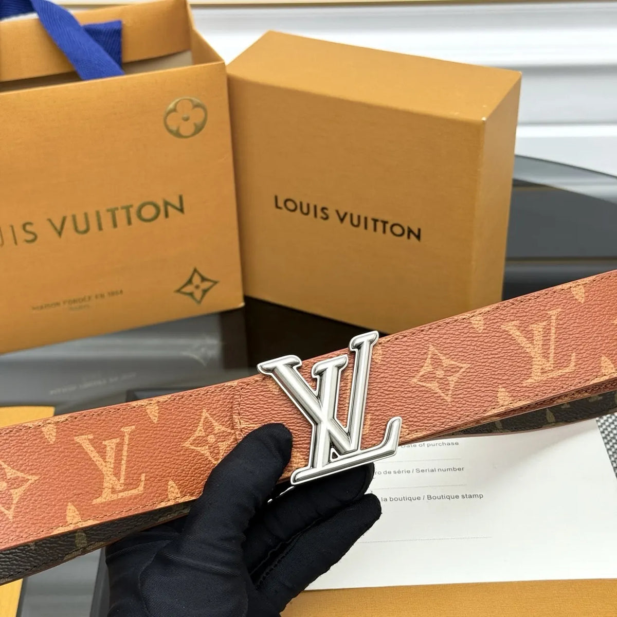 Louis Vuitton Tan Monogram Belt - Hình 4
