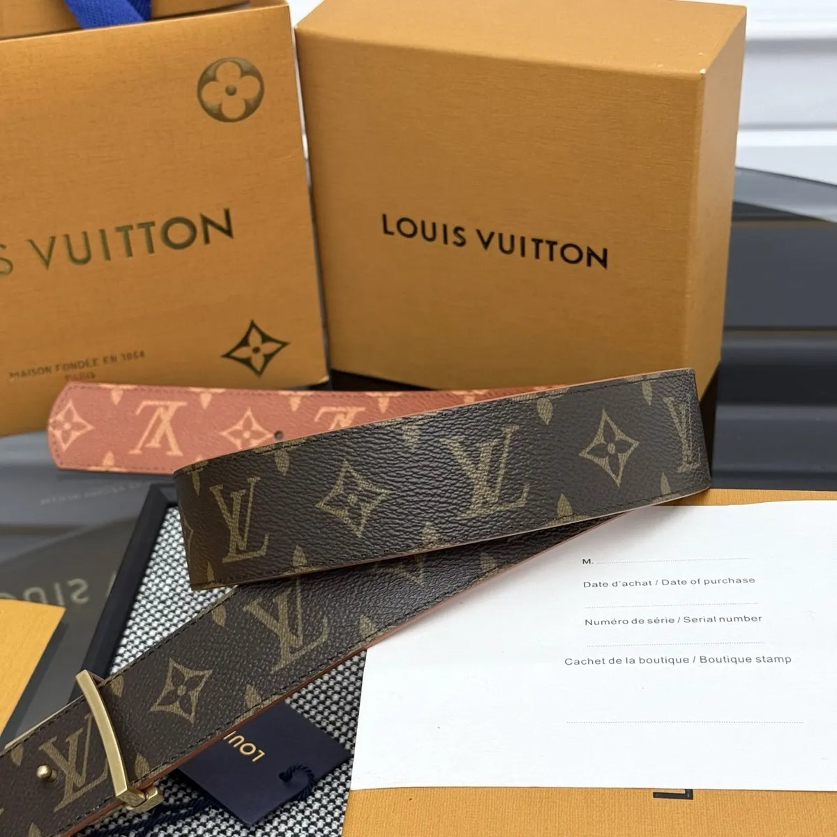 Louis Vuitton Brown Monogram Canvas Belt - Hình 3