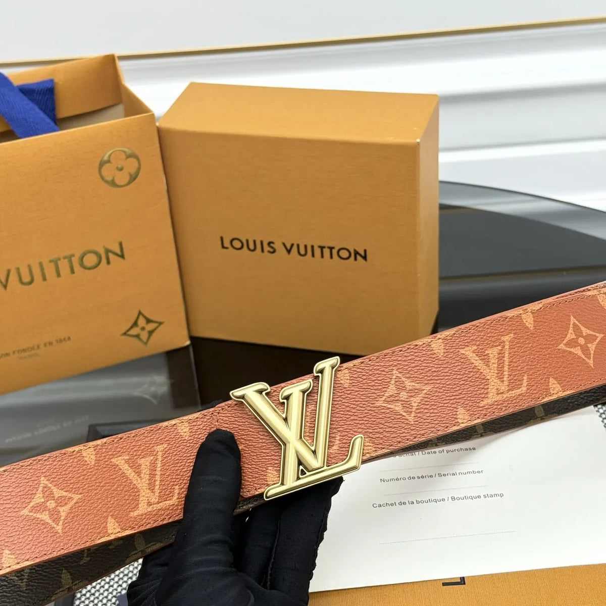 Louis Vuitton Brown Monogram Canvas Belt - Hình 4
