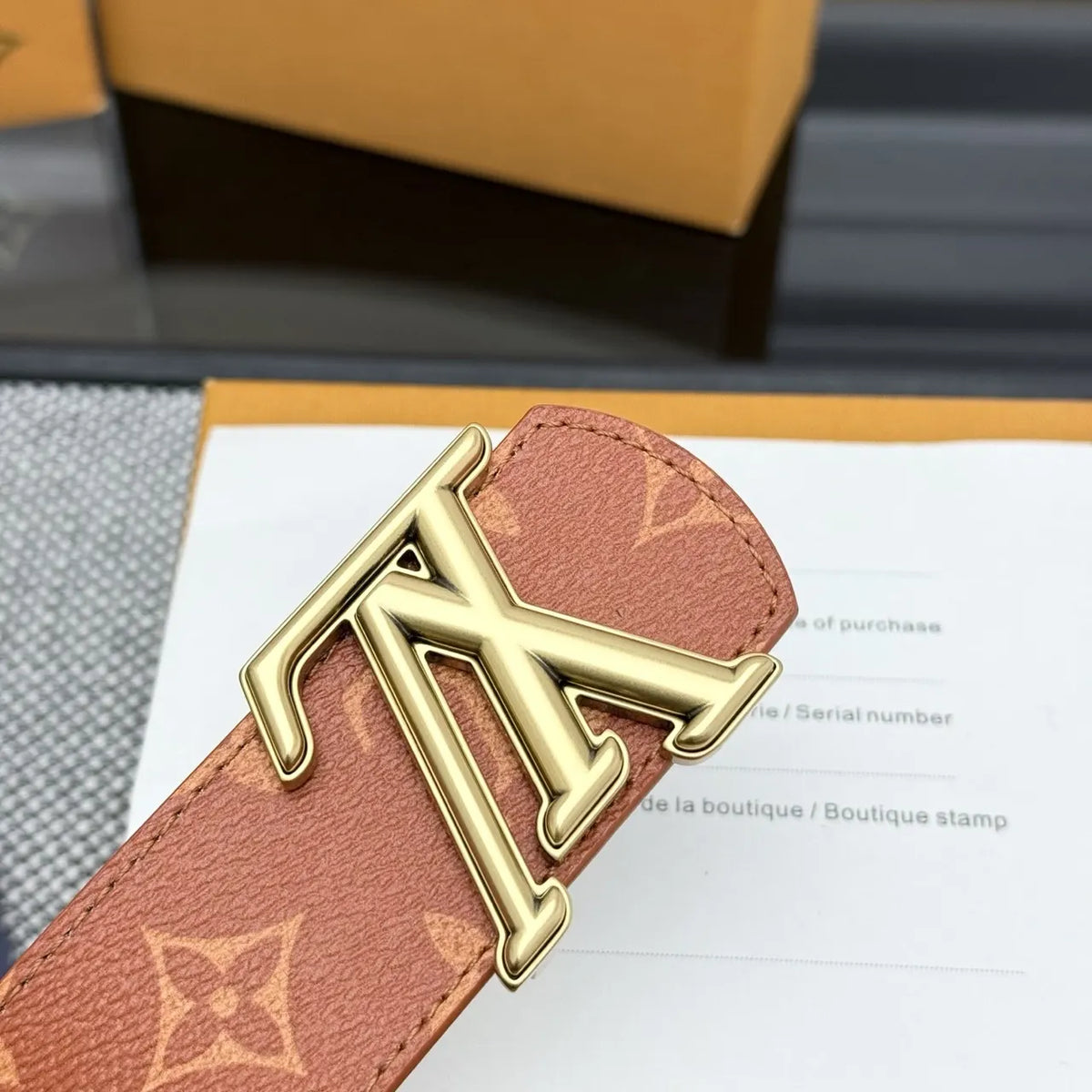 Louis Vuitton Brown Monogram Canvas Belt - Hình 8