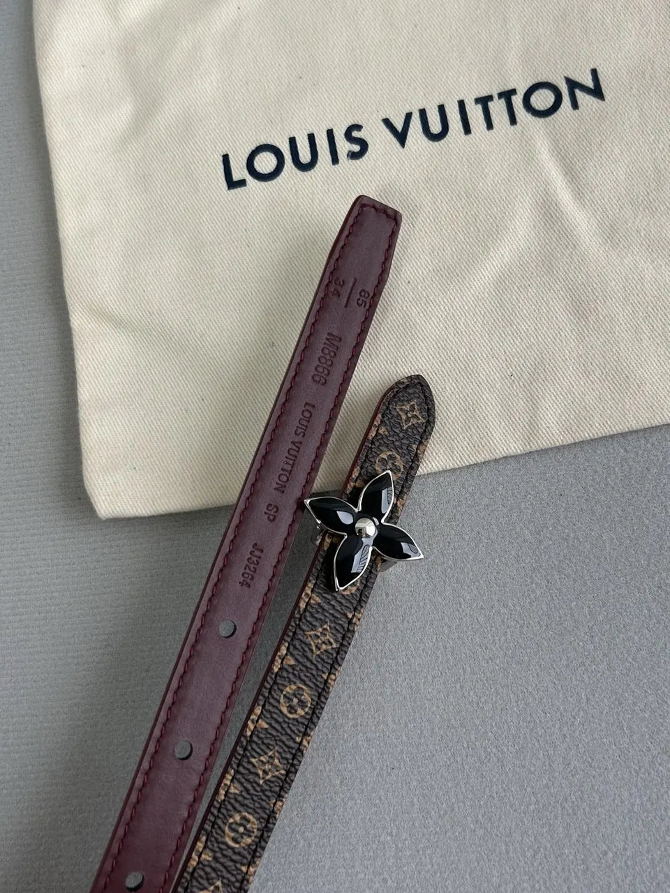 Louis Vuitton Monogram Flower Burgundy Leather Belt