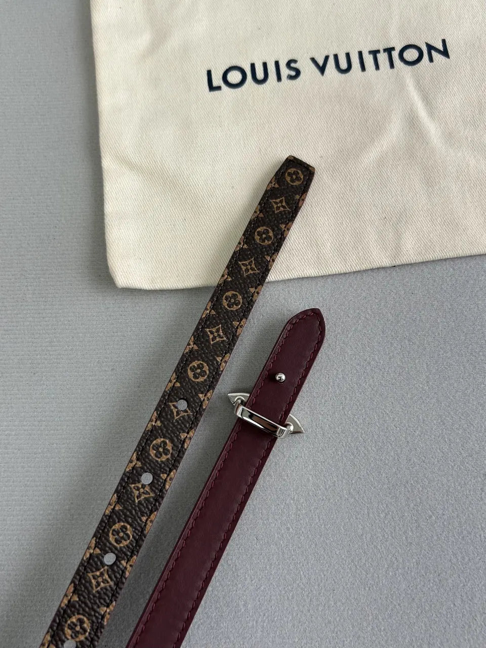 Louis Vuitton Monogram Flower Burgundy Leather Belt - Hình 2