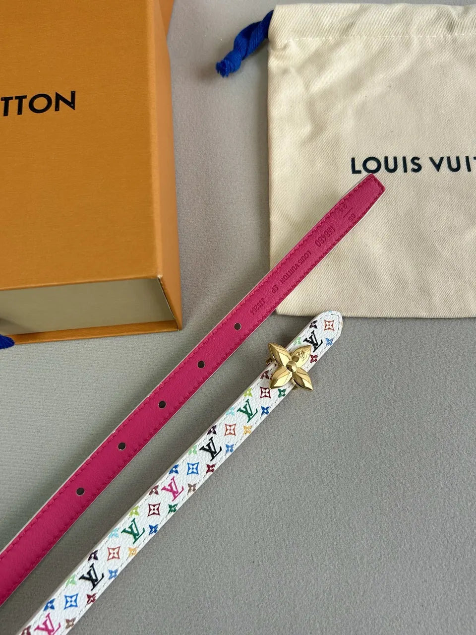 Louis Vuitton White Monogram Gold Belt - Hình 2