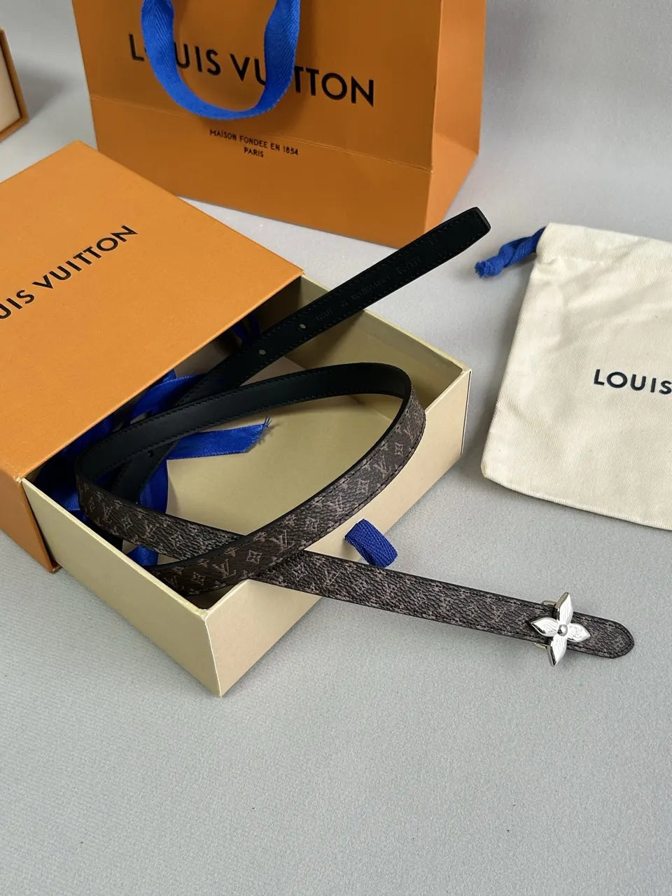 monogram Louis Vuitton Flower Belt Brown