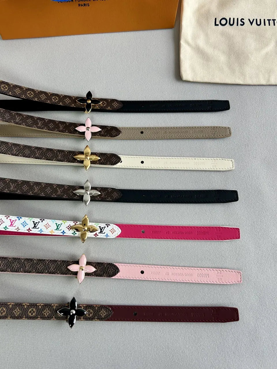 monogram Louis Vuitton Flower Belt Brown - Hình 8