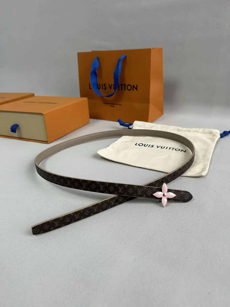 LV Taupe Monogram Skinny Belt - Hình 3
