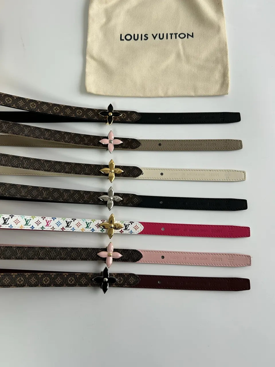 LV Taupe Monogram Skinny Belt - Hình 7