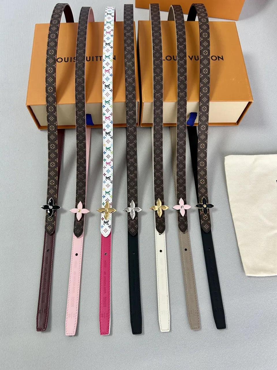 LV Taupe Monogram Skinny Belt - Hình 9