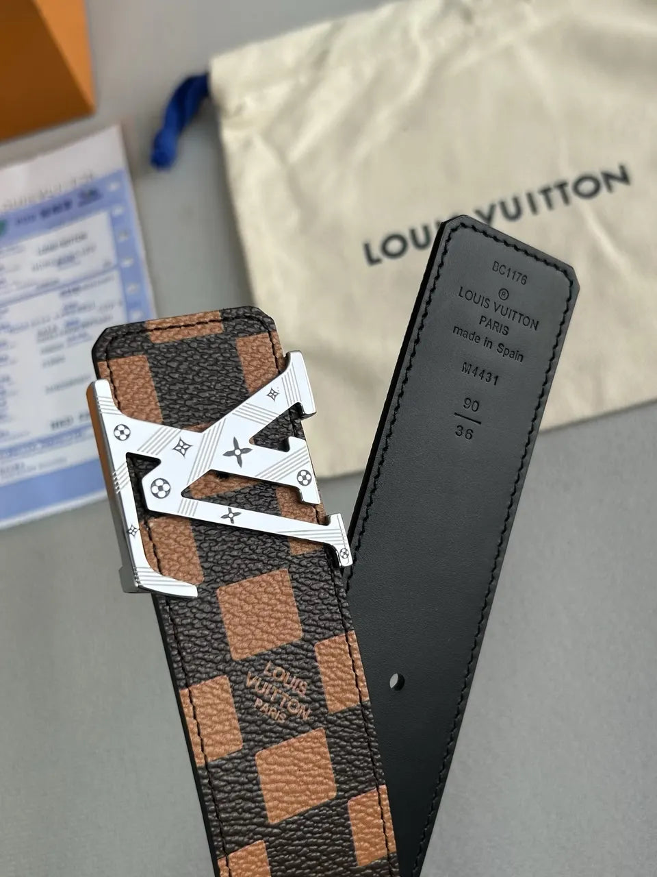 LV Damier Brown Leather Belt