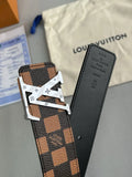 LV Damier Brown Leather Belt