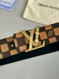 Damier Brown Belt Gold Buckle